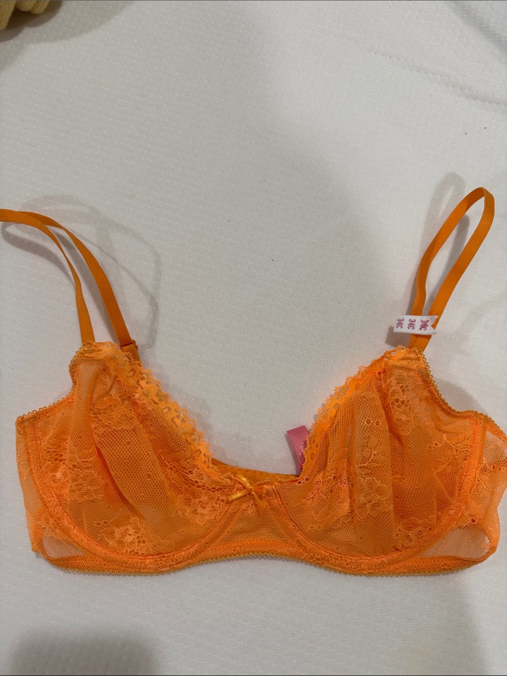 PINK Victoria's Secret Sheer Lace Underwire Bralette - Bright Orange
